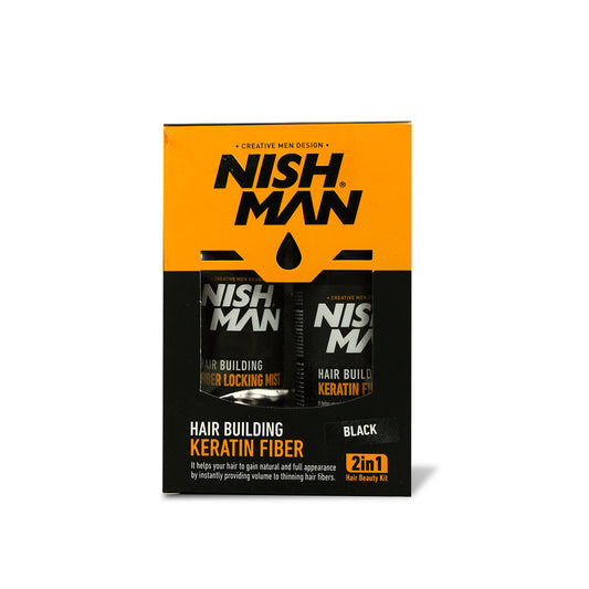 HAIR BUILDING KERATIN FIBER BLACK - NISHMAN