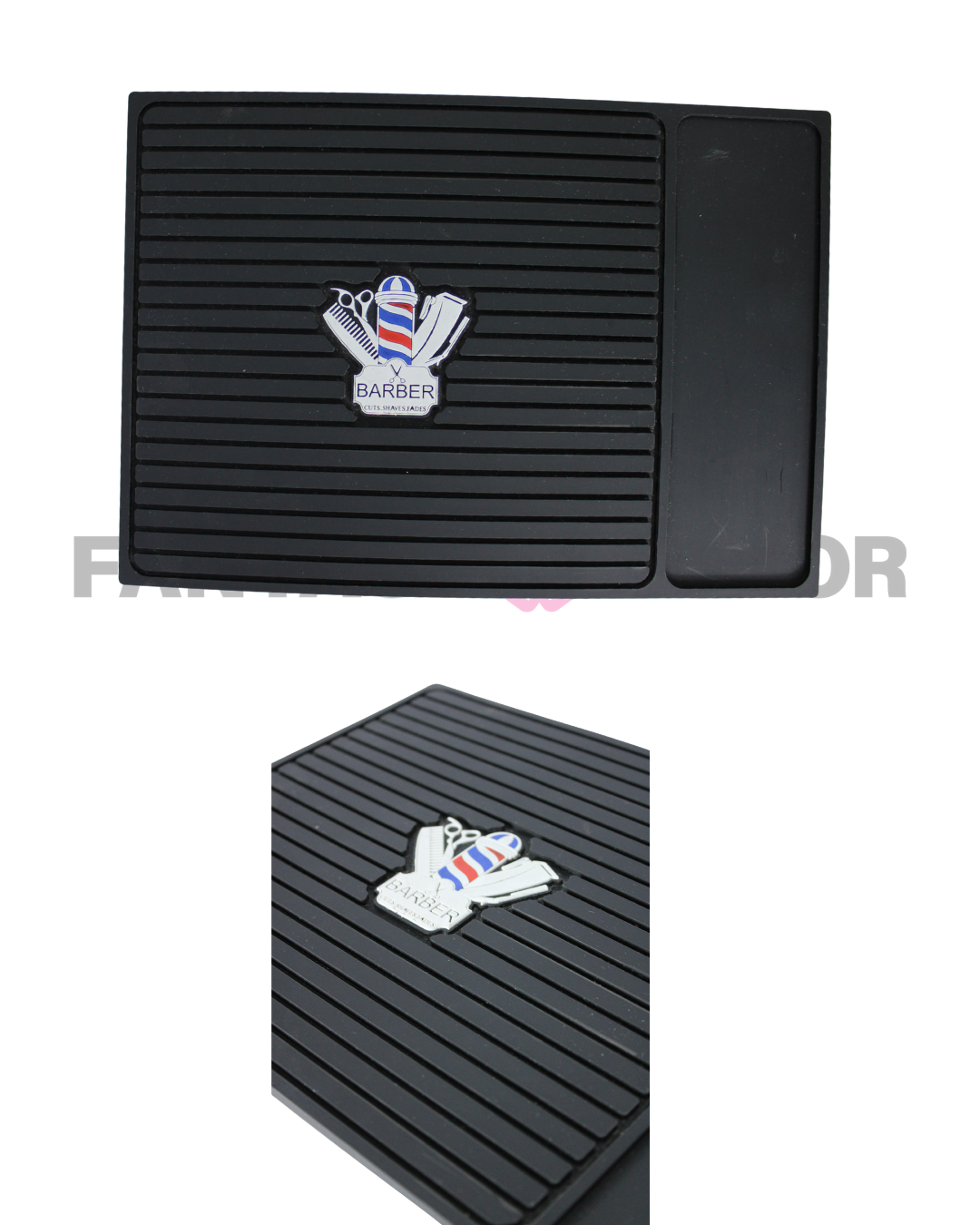 TAPETE ANTIDESLIZANTE PARA HERRAMIENTAS DE BARBERÍA - BARBER CUTS, SHAVES, FADES