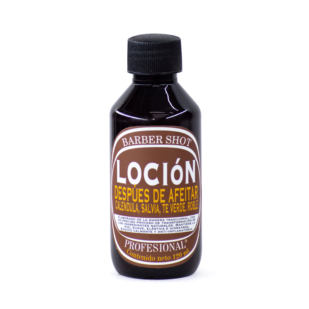 BARBER SHOT LOCIÓN DESPUÉS DE AFEITAR (CALÉNDULA, SALVIA, TÉ VERDE, ROBLE)