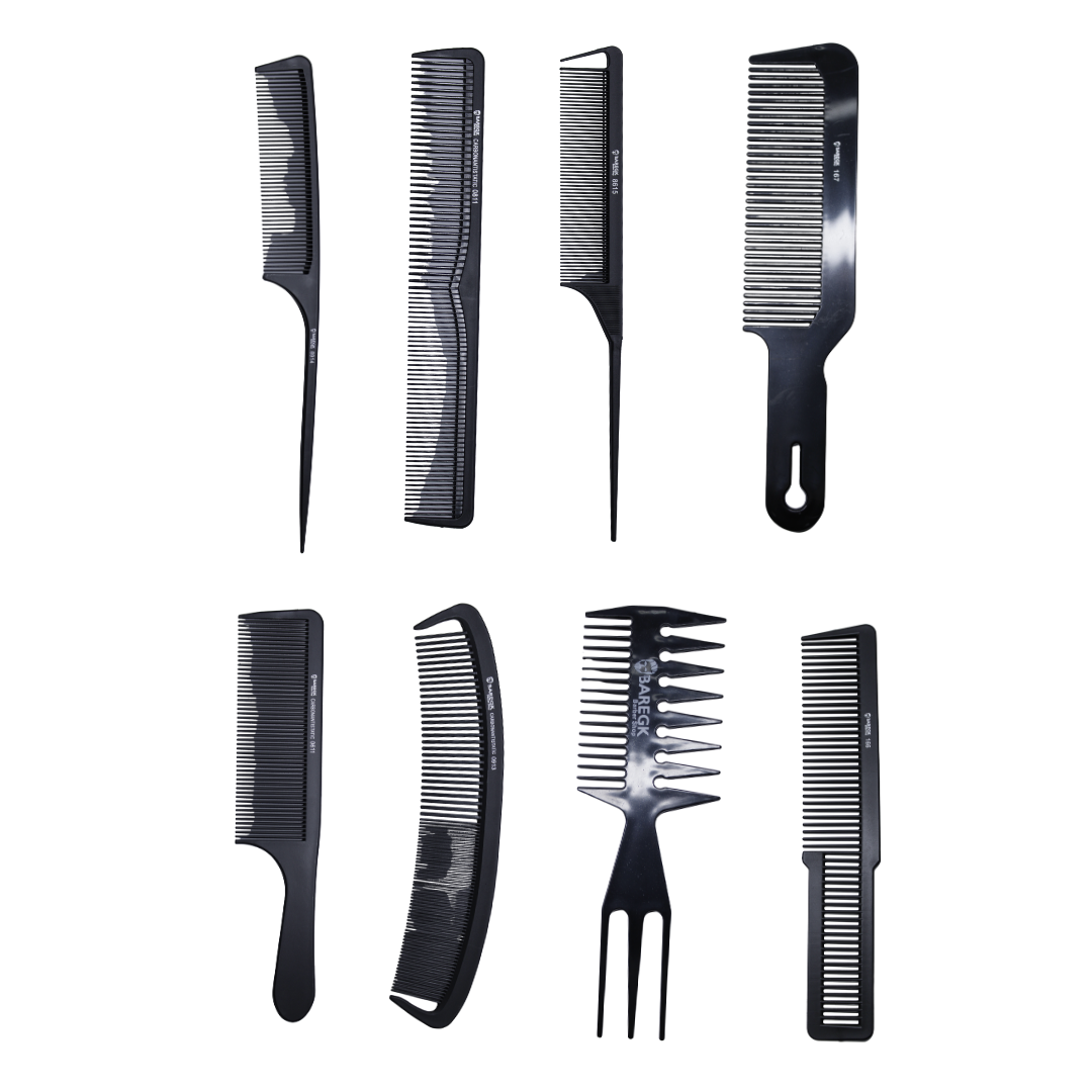 JUEGO DE 8 PEINES PROFESIONALES DE CORTE Y ESTILIZADO - BAREGK