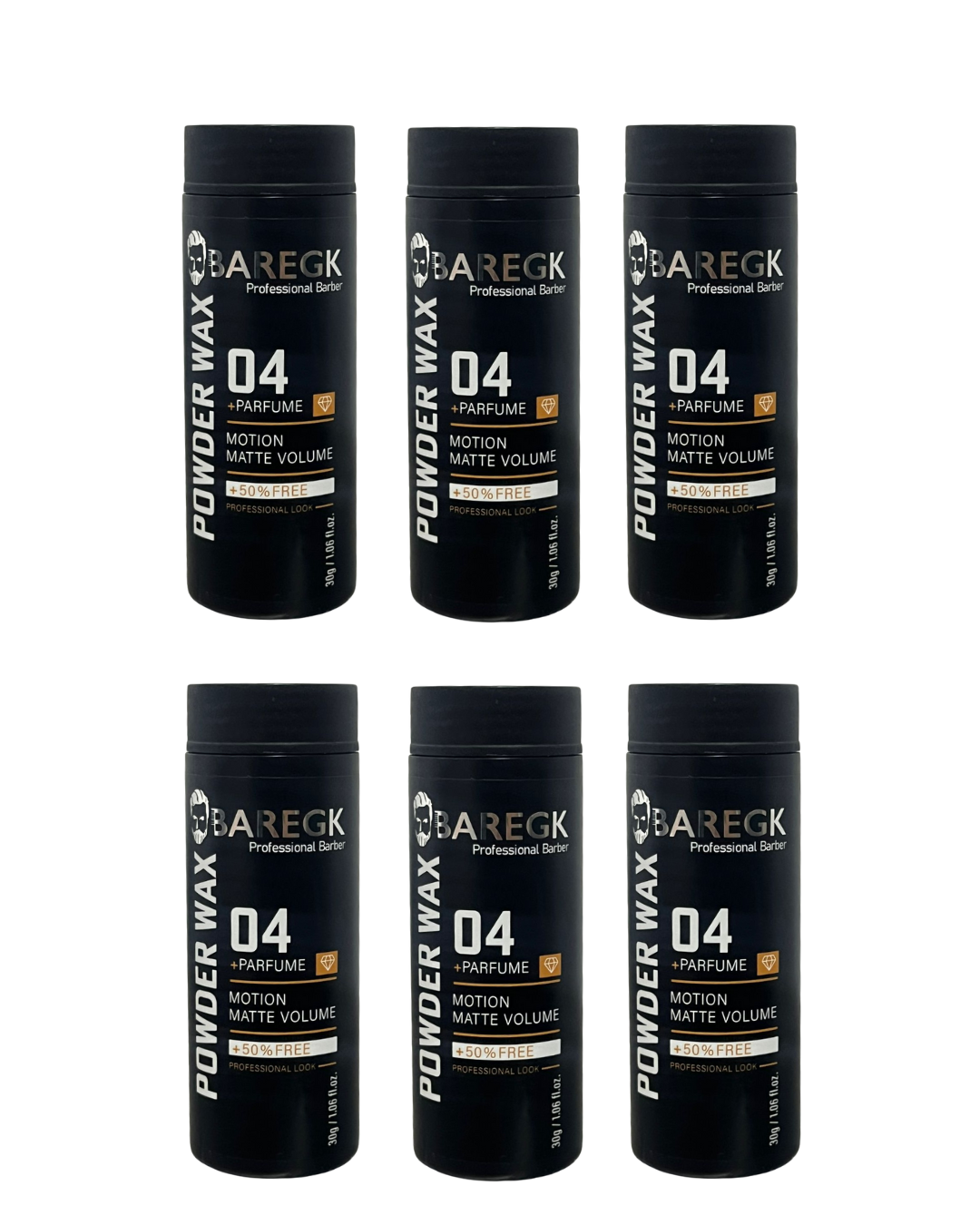 SET DE 6 PROFESSIONAL BARBER POWDER WAX 04 MOTION MATTE VOLUME - BAREGK
